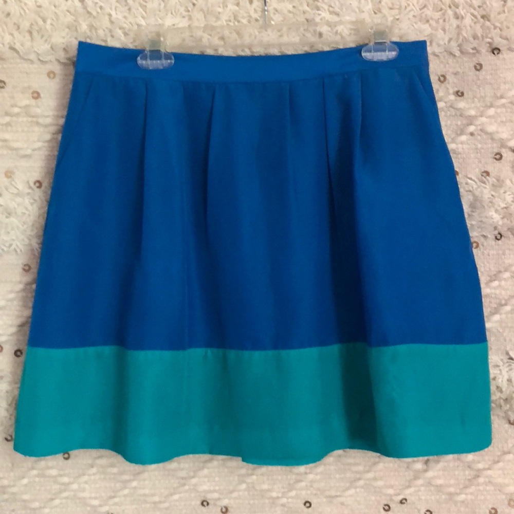 Jcrew blue color block polyester skirt